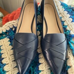Cole Haan Leather Navy Blue Skimmers